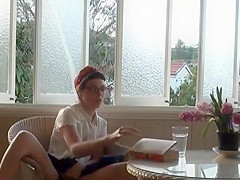 Spying her masturbate on a balcony