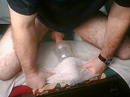 Step daddy fleshlight fuck and orgasm