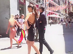 Steve Qute, Sienna Day And Tina Kay In Painted Body Full-bosomed Blond Disgraced In Public