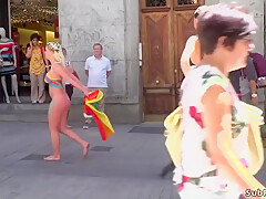 Steve Qute, Sienna Day And Tina Kay In Painted Body Full-bosomed Blond Disgraced In Public