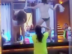 Stimulating fangirls revealing their intimate zones to the crowd
