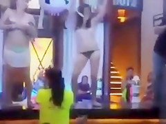 Stimulating fangirls revealing their intimate zones to the crowd