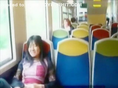Stimulating herself in the bus again