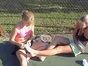 Stinky wet tennis feet