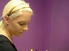 Stockinged Blonde Rides Dick Like A Furious Cowgirl On Sofa - On The Couch
