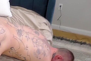 Straight Tattooed Hole Rammed Deep By Stepdaddy Bareback