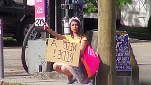 Stranded teen 18+ Blows Cock In Parking Lot Pov