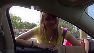 Stranded teen 18+ Blows Cock In Parking Lot Pov