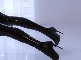 StraplessDildo Merry Pie And Mia Latex And Fishnets