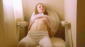 Strip of ultra thin girl on the chair