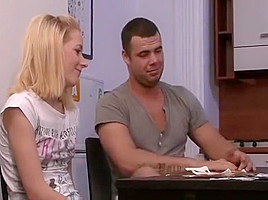 Strip poker with his GF and Step mom leads to dildo fucking