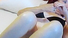 Sue black pantyhose strip