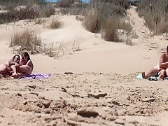 Sunbathing At Naked Beach With Two Couple Sex