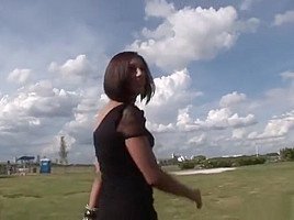 Super sexy girl poses in public