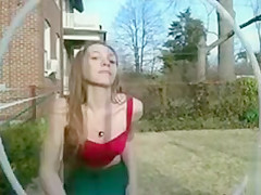 Sweet British babes flash in public