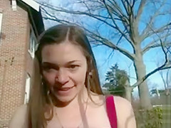Sweet British babes flash in public