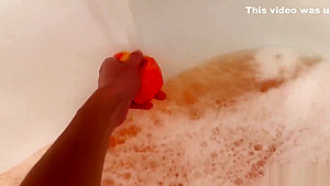 Take bath with lot of bubbles