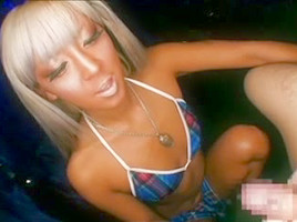 Tan asian with longs nails gives handjob on couch
