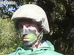 Tattooed Army Jock Fucks Bottoms Asshole Outdoor After Bj