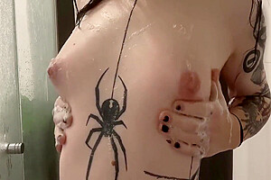 Tattooed Trans Girl Plays With Herself In The Shower 13 Min