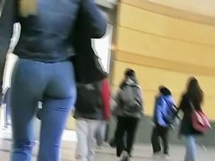 Tempting behinds captured in a street candid video