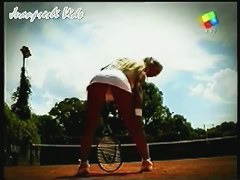 Tennis upskirt and downblouse with hot blonde