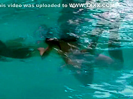 The girls take a swim and wrestle in the pool ( 1)