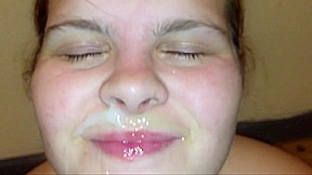 Thick teen 18+ Gagging And Choking On Huge Fat Cock As She Deepthroats With Huge Cum Bath