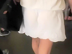 Tiny thong between firm butt cheeks