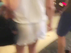 Tiny thong between firm butt cheeks