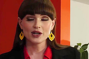 Tranny boss gives a blowjob and anal dicked by her employee