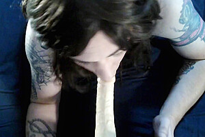 Trans Enjoying Sucking Dildo-blowjob