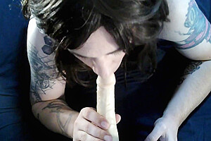 Trans Enjoying Sucking Dildo-blowjob