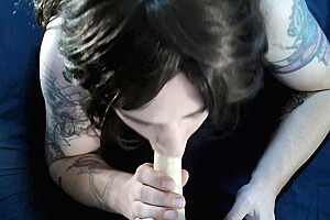 Trans Enjoying Sucking Dildo-blowjob