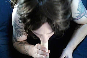 Trans Enjoying Sucking Dildo-blowjob