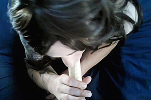 Trans Enjoying Sucking Dildo-blowjob