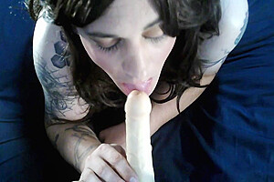 Trans Enjoying Sucking Dildo-blowjob