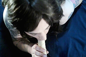 Trans Enjoying Sucking Dildo-blowjob