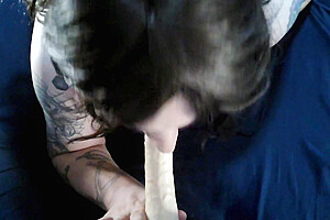 Trans Enjoying Sucking Dildo-blowjob