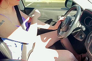 Transgirl Jerks Off While Driving