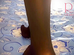 Try On Haul Stockings Nylon Hose Nylon Tights  Satin Panties Hairy Pubis