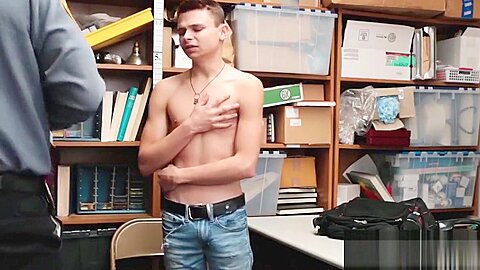 Twink perp caught and barebacked hard by a security officer