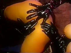 Two Sexy Ass Babes In Black Spandex Such Pussy And Gets Fucked By Dong On Floor