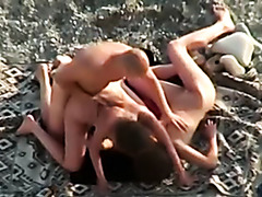 Two couples fuck on a beach in homemade clip