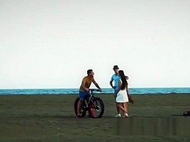 Two guys and a very horny chick engage in a hot threesome