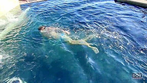 Tyler Thayer Enjoys Stroking His Massive Cock In The Pool