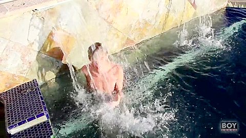 Tyler Thayer Enjoys Stroking His Massive Cock In The Pool