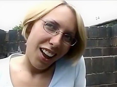 UK blonde plays by canal