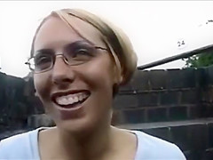UK blonde plays by canal