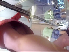 Upskirt at escalator: nice panties!